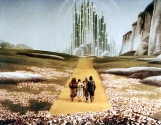 The Emerald City, where the wisdom of the Wizard of Oz resides.